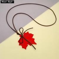 ราคา สร้อยคอมัณฑนากรรมลายหูกระต่ายและใบเมเปิ้ล สไตล์เรียบง่ายพร้อมโบว์ใบสีแดงและไม้ลูกปัด (52457486746)