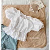 ราคา เสื้อลูกไม้สีขาว#แขนตุ๊กตา#จั๊มเอว (6758955736)
