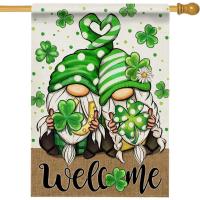 ราคา Hzppyz Welcome St. วันแพทริค Gnome House Flag สองด้าน, Lucky Shamrock Clover Polka Dot ตกแต่งสวน Yard กลางแจ้งตกแต่งขนาดใหญ่, ฤดูใบไม้ผลิ Irish Rustic Burlap บ้านนอก (50557405076)