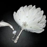 ราคา ♞[นกกระยาง] พัดลมขนนกสไตล์โบราณพู่ลมนางฟ้ามุกรอบพัดลมเต้นรำ Hanfu (24374134992)