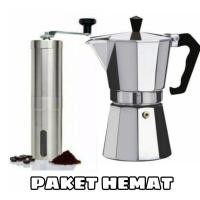 ราคา COFFEE GRINDER PACKAGE + MOKA POT 3 1 CUP (MANUAL COFFEE BREWING TOOL) moka COFFEE pot 150ml moka COFFEE pot (41780327661)