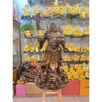 ราคา เทพเจ้ากวนอู กวนอู ปางประทานทรัพย์ มือถือง้าวและก้อนทอง ชุดคลุมฟ้า 9มังกร 5ธงรบ สูง 26นิ้ว งานเรซิ่นสีทั้งตัว (27628486739)