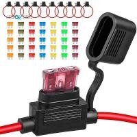 ราคา Gzhxdiizi10Pack Inline Fuse Holder 12V,12 AWG กันน้ําฟิวส์ 35 ชิ้น (5A/7.5A/10A/15A/20A/30A/40A) มาตรฐานรถฟิวส์ (50708479219)
