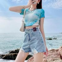 ราคา (8198)Jeans กางเกงยีนส์แฟชั่น ผญ ขาสั้น ปลายขาดเก๋ๆ ผ้ายีนส์แท้ กางเกงยีนส์เอวสูง ขากว้าง สวมใส่สบาย (27217642320)
