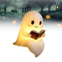 ราคา LocalCamera-TH น่ารัก Ghost อ่านหนังสือไฟกลางคืนเรซิ่นแบตเตอรี่ดำเนินการ LED โคมไฟตั้งโต๊ะสำหรับห้องนอนข้างเตียง Holiday Decor (43273152861)