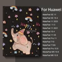 ราคา ช้างน่ารักสําหรับ Huawei MatePad Air 11.5 SE 11 10.4 11.5S Pro 11 T10 T 10S MediaPad T5 10.1 M5 Lite M6 10.8 นุ่มการ์ตูนหรูหราปกหนังสือ (50058627600)