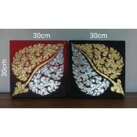 ราคา ภาพวาดใบโพธิ์คู่ทองเงินพื้นสีแดงเข้ม/สีดำขนาด30×30ต่อชิ้น(2ชิ้น) (12961431940)