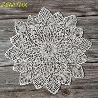 ราคา ZENITHX Coaster รอบผ้าปูโต๊ะสีขาวตกแต่งโต๊ะเย็บปักถักร้อยดอกไม้โครเชต์ Pad (48861022094)