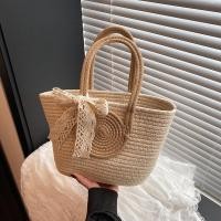 ราคา กระเป๋าถัก กระเป๋าสาน กระเป๋าผ้า Niche Underarm Bag Female Straw Bag Seaside Vacation Beach Bag Bow Shoulder Bag Portable Tote (50011998989)