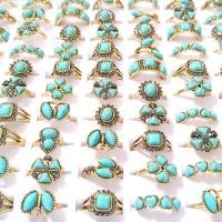 ราคา Bulk Lot 20PCS ธรรมชาติดู Turquoise หินแหวนเงิน/Gold Plated Unisex แฟชั่นเครื่องประดับขายส่ง Cincin แหวน 16 ~ 19 มม. (57261590443)
