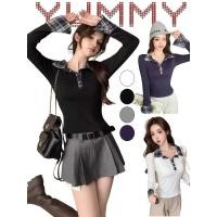 ราคา Yummy Shop㈢ เสื้อแขนยาว เสริมฟองน้ำ คอปก ทรงสวย ดีเทลแต่งลายสก็อต เสื้อแฟชั่นผู้หญิง ฟรีไซส์' FY33050 (49607082345)