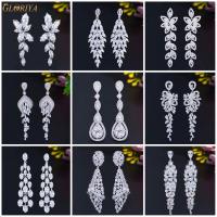 ราคา GLORIYA งดงามงานแต่งงาน Noble เจ้าสาว Cubic Zirconia เพชรคริสตัล Long Drop Dangle ต่างหูผู้หญิงเงินสีเครื่องประดับ E613 (12464239219)