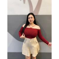 ราคา เสื้อไหมพรม สาวอวบ ไหมพรม ปาดไหล่ สายเดี่ยว (23120364520)