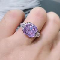ราคา Hearts Arrows Princess Square Real Amethyst กระพริบเพชรสีแยกเปิดแหวนหญิง (24948175510)