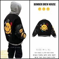 ราคา เสื้อแจ็คเก็ตบอมเบอร์ Drew House ผู้ชายและผู้หญิง Varsity สไตล์ Unisex ผ้าสีกากีขนาดใหญ่ 2 ชั้นผสมหนังและพิมพ์ลายปัก สินค้าขายดี (28894413782)