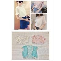 ราคา NEN047 พร้อมส่ง เสื้อลูกไม้ สีขาว สีชมพู สีฟ้า (1281097624)