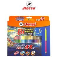 ราคา Horse(ตราม้า) ดินสอสีไม้ ยาว 24 แท่ง 48 สี (2หัว 2สี) ตราม้า H-2448 +กบ+ดินสอ+ยางลบ จำนวน 1 กล่อง (28324112051)