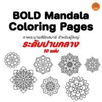ราคา [ระดับปานกลาง] ภาพระบายสี Mandala 10 แผ่น Bold Mandala มือใหม่ฝึกสมาธิ เส้นคมชัด โดย ArtByPassa (50704063077)