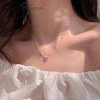 ราคา LAVintage Pearl Love-heart Necklace Sweet Style Love-heart Clavicular Chain (46455896649)