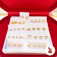 ราคา ต่างหูทองลายหัวใจ แบบแป้นเสียบ ทองคำแท้ 90 (เนื้อทอง 75%) มีใบรับประกันทองแท้ (27363434879)