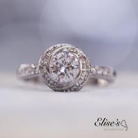 ราคา ER-1050 Elise's Jewelry แหวนเพชร CZ เกรดพรีเมี่ยม น้ำ 100 หน้าเพชรขนาด 1กะรัต พร้อมเพชรประดับรอบ เคลือบทองคำขาว (5516465148)