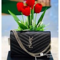 ราคา YSL WOC9” / SAINT LAURENT monogram wallet on chain (4064145368)