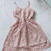 ราคา เดรสโบว์ลูกไม้สีชมพูพาสเทล (43108812827)
