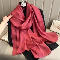 ราคา 90*180cm Fashion Luxury Silk Scarf Women Solid Color Soft Smooth Scarves Head Wrap Hijab Outdoors Muffler LongShawlBeach (54454008563)