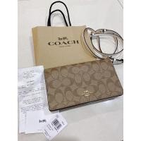 ราคา กระเป๋า coach ของแท้จากอเมริกากระเป๋าสะพายข้าง Coach Anna Foldover Crossbody Clutch 3037 หนังแท้ (5289530729)