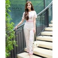 ราคา จั๊มสูทขายาวลายแมว งานป้ายMAYA (10324627373)