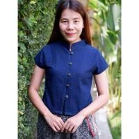 ราคา เสื้อหม้อฮ่อมคอจีนติดกระดุมเหรียญ (6900730782)