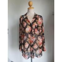 ราคา FF05316 เสื้อผ้ามือสอง ชีฟองลายดอกไม้ สีดำ แบรนด์ avenue (25278867709)