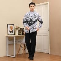 ราคา KEMEJA PGRI เสื้อเชิ้ตผ้าบาติกผู้ชายลายดอกไม้ (57354615938)