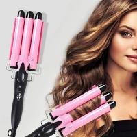 ราคา Professional Hair Curling Iron เซรามิค Triple Barrel Hair-Curler Irons ผม Wave Waver เครื่องมือจัดแต่งทรงผม Hair Styler Wand สําหรับผู้หญิง (46661373890)
