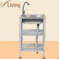 ราคา Vliving ซิ้งค์ล้างจาน อ่างล้างจาน อลูมิเนียม 3ชั้นเล็ก เจาะรูมีก๊อก#63 (532967699)