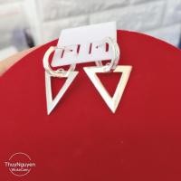ราคา ต่างหูทรงกลมห้อยสามเหลี่ยมสีเงินเรียบ (42758840132)