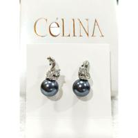 ราคา ต่างหู มุกดำ คริสตัล Swarovski แบรนด์ Celina ของแท้ (57107631983)