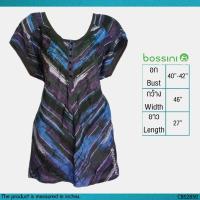 ราคา USED Bossini - Gray Multicolor Striped Long Top | เสื้อแขนสั้นสีเทา สีฟ้า เสื้อตัวยาว ลายทาง สาวอวบ แท้ มือสอง (2309286650)