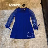 ราคา ชุดสีน้ำเงิน เดรสสีน้ำเงิน ชุดเดรสแขนยาวผ่าแขน งานป้ายmatilda-M (22906928066)