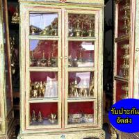 ราคา ตู้พระธรรมไม้จามจุรี 80เล่ม 4 ชั้น ก90xล35xส175cm ขาสิงห์ 2 บานเปิด ตู้พระไตรปิฎก ปิดทองคำเปลวสุกปลั่งประดับกระจกสี (7882566275)