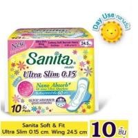 ราคา Sanita แซนนิต้า10ชิ้น/ห่อ(EXP:16/03/2024)ซอฟท์ แอนด์ ฟิตมีปีก ผิวสัมผัสนุ่ม อัลตร้าสลิม บาง0.15ซม มีปีก ยาว24.5ซม. (10400548459)
