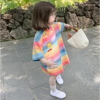 ราคา ฤดูร้อน จุด เสื้อผ้าเด็ก สาว เสื้อยืด ชุดเดรส ลายการ์ตูน สีชมพู แขนสั้น ชุด (42253154685)