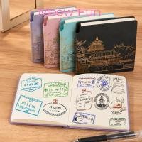 ราคา ALONGOF Pocket Square Notebook, PU 200 แผ่นหน้า Travel Stamp Journal, แบบพกพา 105x105mm Square Compact Pocket-friendly Vintage Notebook ใช้ทุกวัน (49162160186)