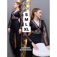 ราคา จั้มแขนยาวลูกไม้สีดำSz.XL (12815746397)