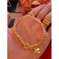 ราคา ใหม่ !! สร้อยข้อมือลายไข่ปลาสลับพ่นทราย ชุบทอง 24K (99.9%) เคลือบแก้ว นน. 2 สลึง (5065052491)