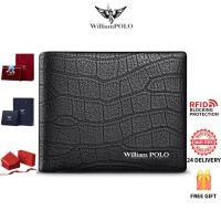 ราคา วิลเลียม โปโล กระเป๋าสตางค์ผู้ชายสําหรับผู้ชาย,หนังแท้สั้น RFID ปิดกั้นกระเป๋าสตางค์และผู้ถือบัตร,อเนกประสงค์,พร้อมกล่องของขวัญสําหรับวันพ่อวันเกิ202605】 (43281260374)