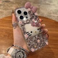 ราคา สําหรับOPPO A5 A5X A5i A3 Pro A3X A3i ACE2 A80 A60 A40 A40M 5G 4Gเคสโทรศัพท์เงาRhinestone Hello Kittyแมวสีชมพูโบว์ดอกไม้การ์ตูนประกาย Shining Softปลอกกรณี (43026687394)
