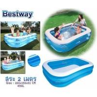 ราคา Bestway สระน้ำ เป่าลม สี่เหลี่ยม สีฟ้า (955909312)