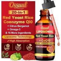 ราคา 20-in-1 Liposomal 1500MG Red Yeast Rice with CoQ10 Drops, Cholesterol Supplement with Citrus Bergamot, Omega-3, Magnesium, Astaxanthin for Heart, Immune - Vegan, Citrinin-Free | 2 Fl OZ (48710897209)