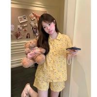 ราคา ชุดนอนแขนสั้นผู้หญิง กางเกงขาสั้น ชุดนอน ชุดอยู่บ้าน สีเหลืองพาสเทล ผ้าฝ้ายหวายนุ่มเย็น ลายกระต่ายน่ารัก ขั้นพื้นฐานน่ารัก 126 (54412038302)